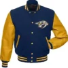 Nashville Predators Blue And Yellow Letterman Jacket