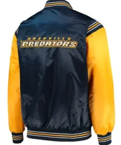 Nashville Predators Blue And Yellow Satin Bomber Jacket