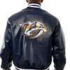 Nashville Predators Navy Bomber Leather Jacket