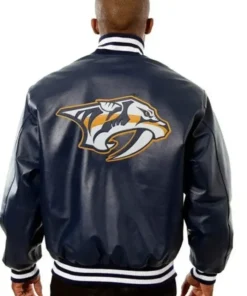 Nashville Predators Navy Bomber Leather Jacket