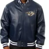 Nashville Predators Navy Leather Bomber Jacket
