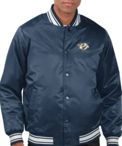 Nashville Predators Printed Logo Satin Starter Jacket