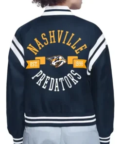 Nashville Predators Printed Logo Satin Varsity Jacket