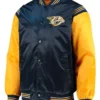 Nashville Predators Satin Blue And Yellow Bomber Jacket