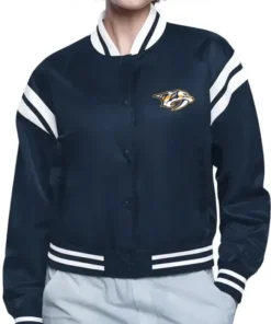 Nashville Predators Satin Printed Logo Varsity Jacket