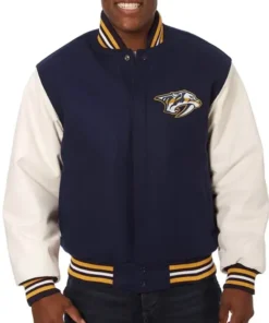 Nashville Predators White And Blue Wool Jacket