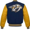 Nashville Predators Yellow And Blue Letterman Jacket