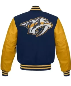 Nashville Predators Yellow And Blue Letterman Jacket