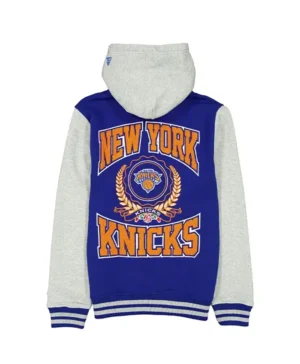 New York Knicks Throwback Prep Hooded Varsity Jacket Back