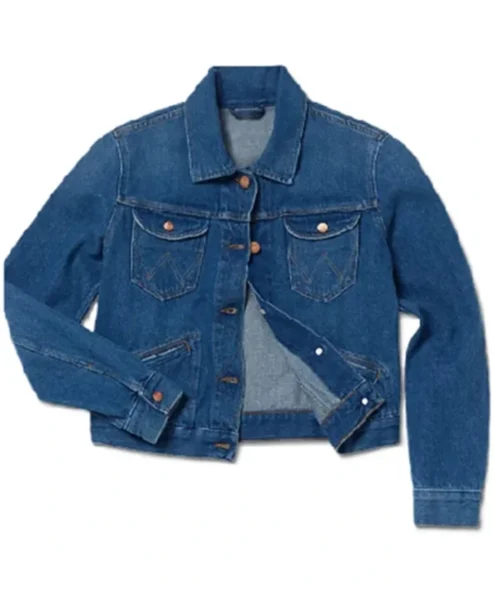 Nicole Brydon Bloom Paradise S01 Blue Denim Jacket For Sale
