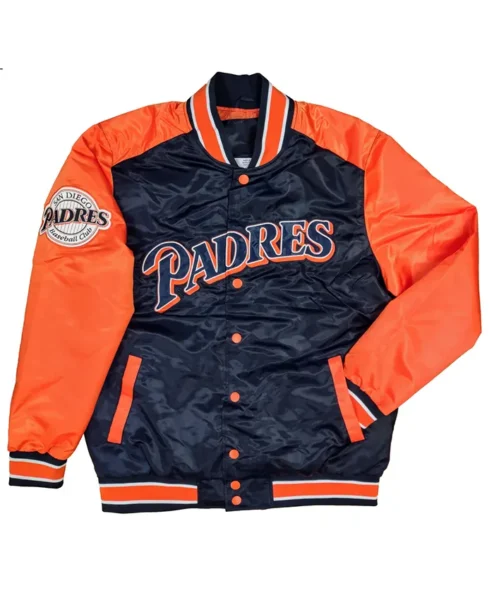 Padres MLB Satin Full Snap Varsity Jacket