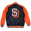 Padres MLB Satin Full Snap Varsity Jacket Back