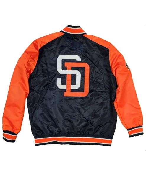 Padres MLB Satin Full Snap Varsity Jacket Back