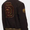 Padres Team Brown Varsity Jacket Back