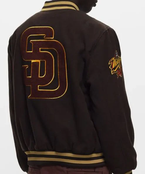 Padres Team Brown Varsity Jacket Back