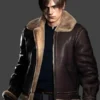 Resident Evil 4 Leon S. Kennedy Brown Shearling Leather Jacket