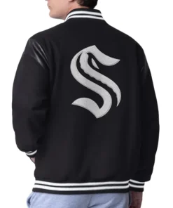 Rosenbaum Kraken Black Wool Varsity Jacket Back