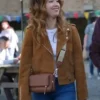 Royal ish 2025 Nichole Sakura Suede Brown Leather Jacket
