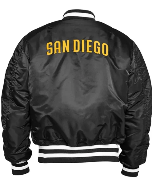 San Diego Padres Black Ma-1 Bomber Jacket Back