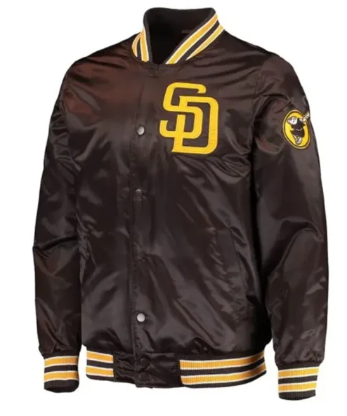 San Diego Padres Brown Full Snap Satin Jacket