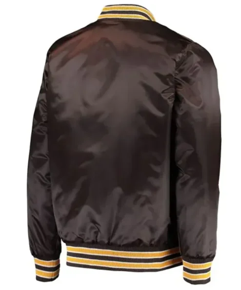 San Diego Padres Brown Full Snap Satin Jacket Back