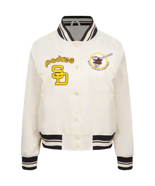 San Diego Padres White Full Snap Satin Jacket