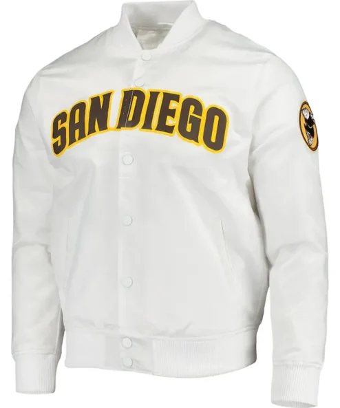 San Diego Padres White Satin Varsity Jacket