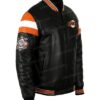 Men & Women San Francisco Giants Black Leather Vintage Zip Bomber Jacket