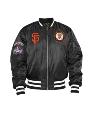 San Francisco Giants Satin Zipper Black Ma-1 Bomber Jacket