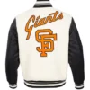 San Francisco Giants White And Black Wool Varsity Jacket Back