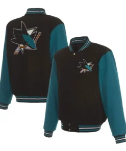 San Jose Sharks Black And Green Varsity Jacket