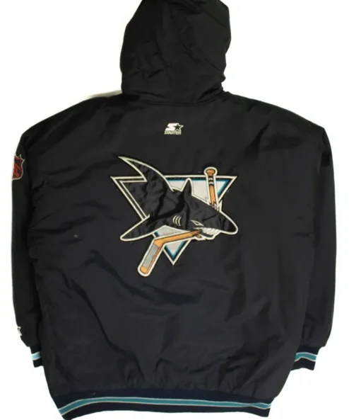 San Jose Sharks Black Hooded Varsity Jacket
