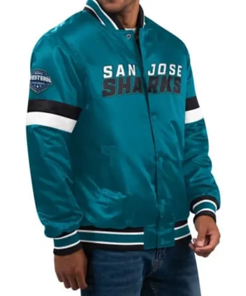 San Jose Sharks Green Satin Varsity Jacket