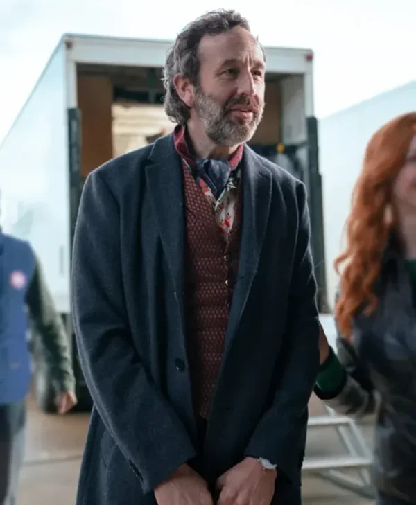 Small Town, Big Story Chris O'Dowd Black Wool Coat
