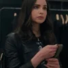 Sofia Carson The Life List 2025 Leather Black Jacket