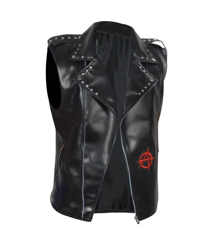 Spider-Man Across the Spider-Verse Spider-Punk Black Leather Vest for edgy streetwear looks