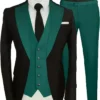 Stegaro Alex Black And Green 3 Piece Suit