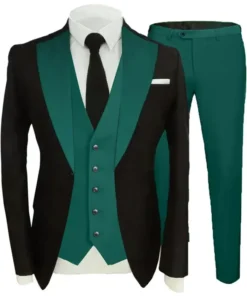 Stegaro Alex Black And Green 3 Piece Suit