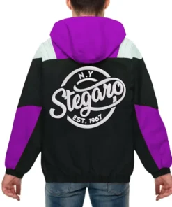 Stegaro Black And Purple Half Zip Jacket