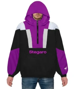 Stegaro Black And Purple Half Zip Up Jacket