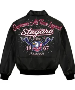 Stegaro Black Bomber Leather Jacket