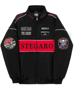 Stegaro Black Racer Zip Up Jacket