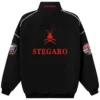 Stegaro Black Racer Zip Up Jacket For Sale