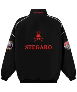 Stegaro Black Racer Zip Up Jacket For Sale