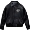 Stegaro Bomber Black Leather Jacket