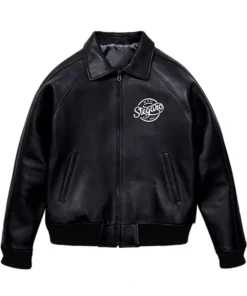 Stegaro Bomber Black Leather Jacket