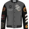 Stegaro Grey And Black Varsity Letterman Jacket