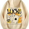 Stegaro Lucky Card Beige Pullover Hoodie