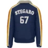 Stegaro Puffer Navy Blue Fur Jacket For Sale