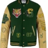 Stegaro Tigers Green And Beige Varsity Jacket
